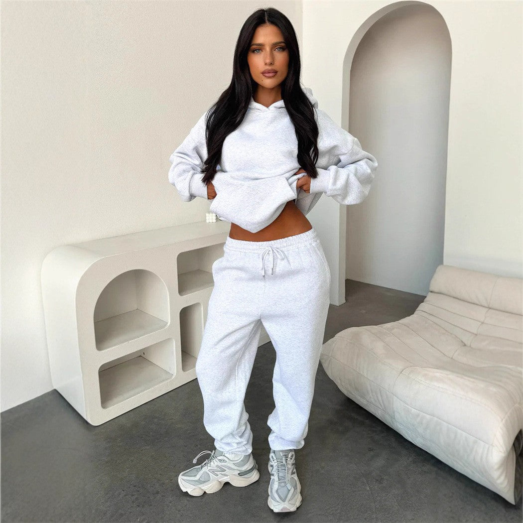 Damen Sportliches Loungewear-Set mit Kapuze elastisch Eveloria