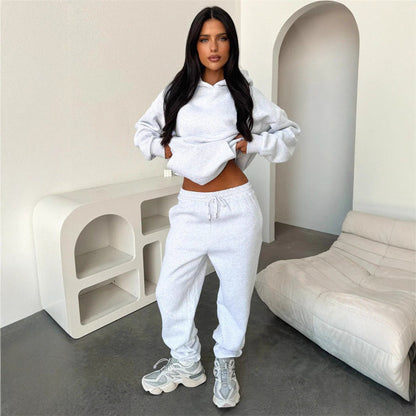 Damen Sportliches Loungewear-Set mit Kapuze elastisch Eveloria