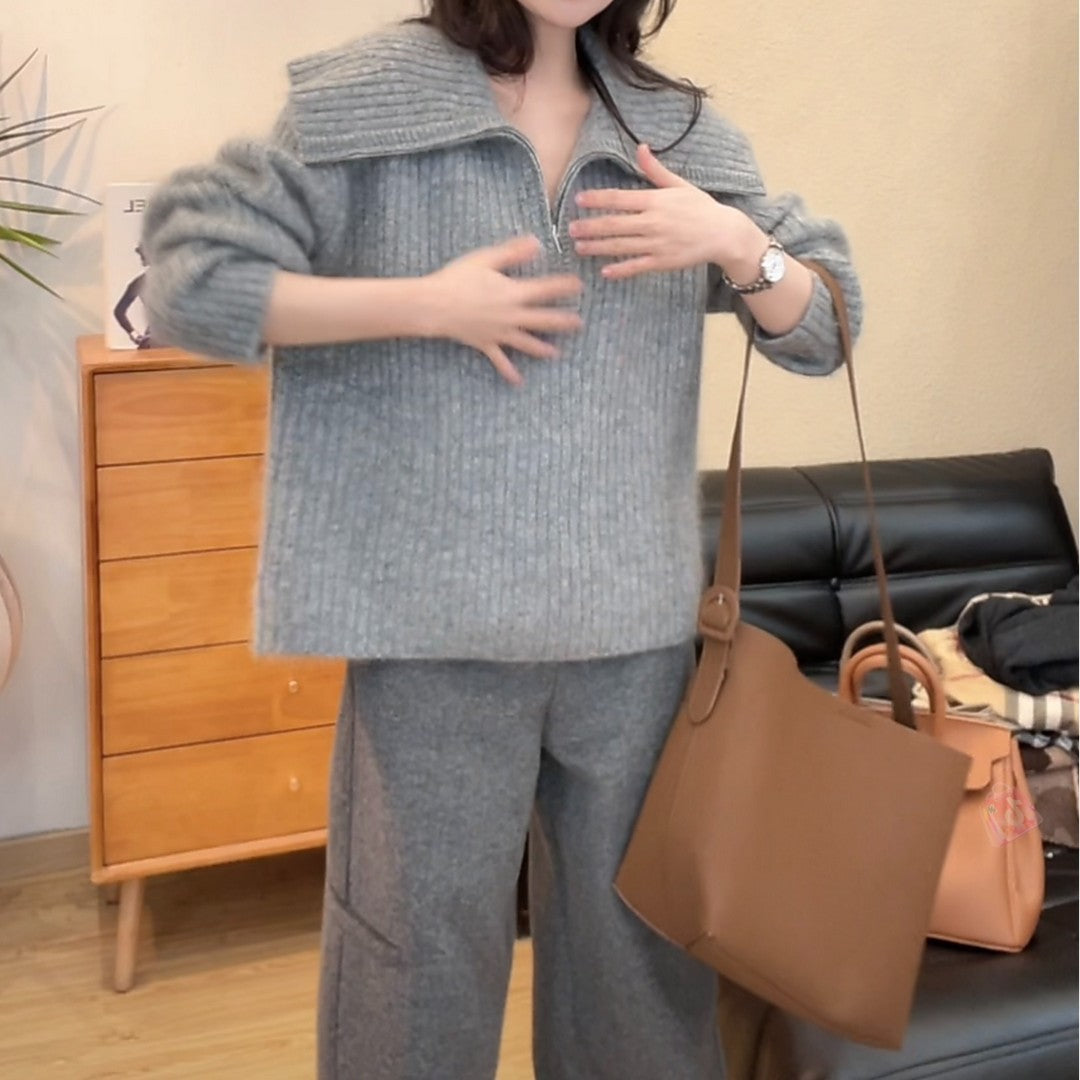 Damen Strickpullover Weit Ausschnitt Lässig Eveloria