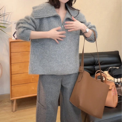 Damen Strickpullover Weit Ausschnitt Lässig Eveloria