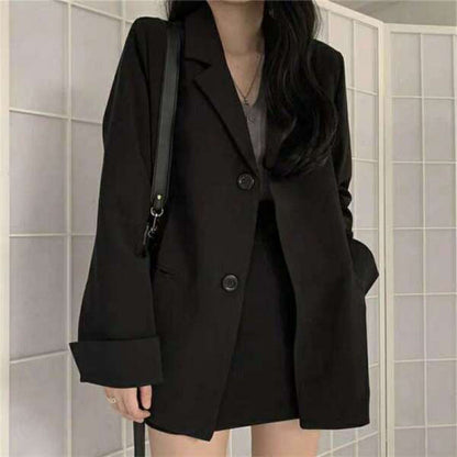 Damen Blazer Zwei-Knopf-Verschluss Weiter Schnitt Eveloria - Eveloria
