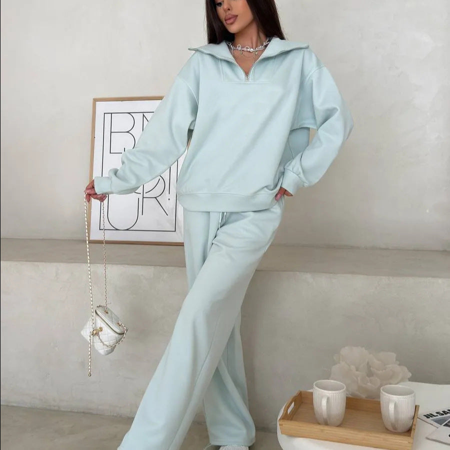 Damen Fleece Sportanzug Hochgeschlossener Kragen Praktischer