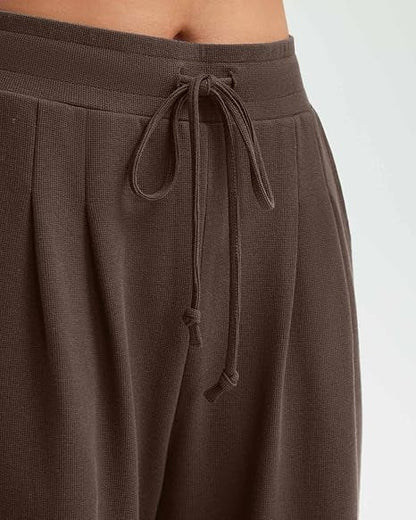 Damen Freizeithose Weite Bein Knopfdetails Eveloria