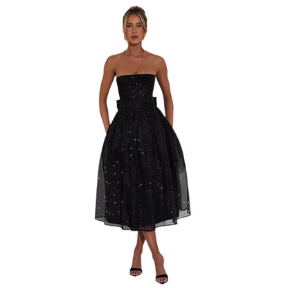 Damen Hochzeitskleid mit Schimmer-Taille und Plisserter Rock
