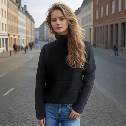 Damen Rollkragenpullover Weich Eveloria