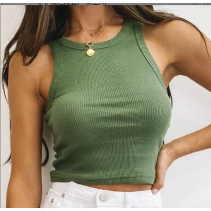 Damen Cropped Rippstruktur Breite Träger Eveloria