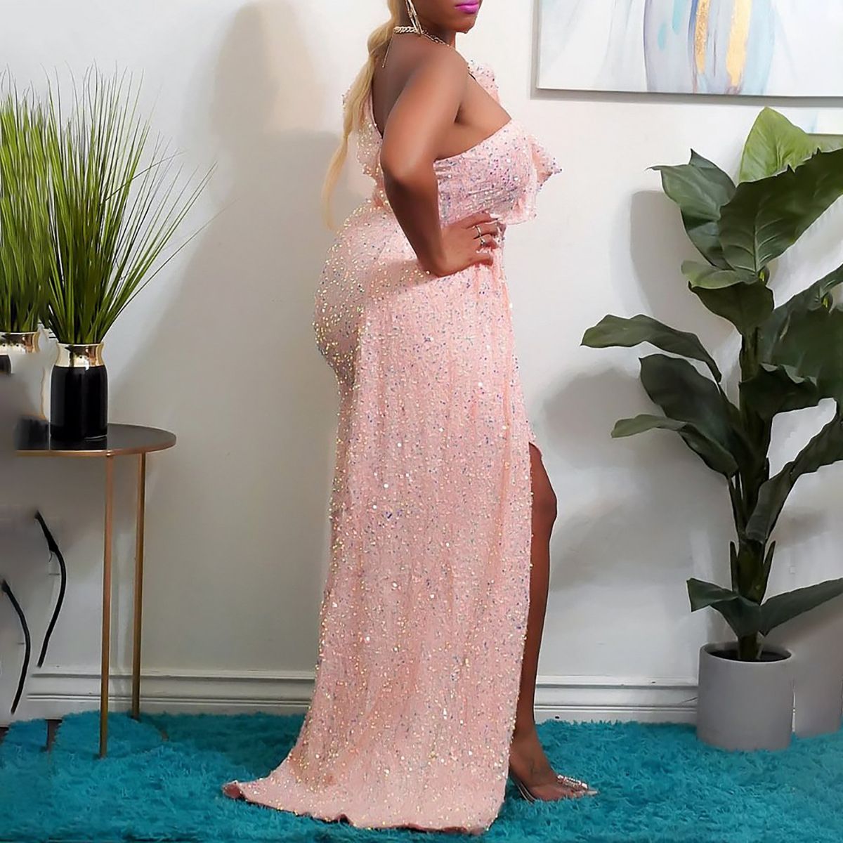 Eveloria Damen Abendkleid Asymmetrisch Fließend