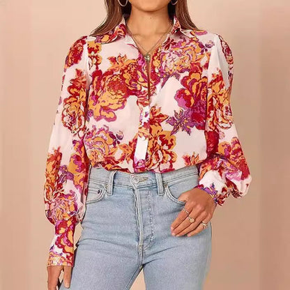 Damen Bluse Leopardenmuster Lässiger Schnitt
