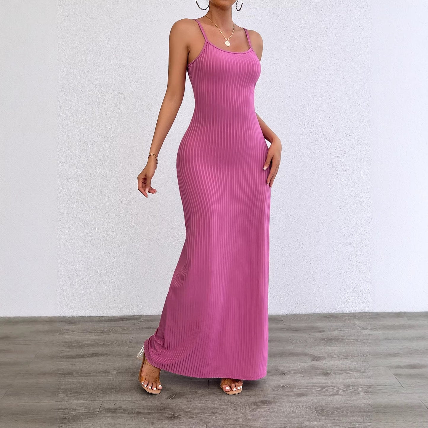 Damen Maxikleid Figurbetont Rippstruktur Eveloria