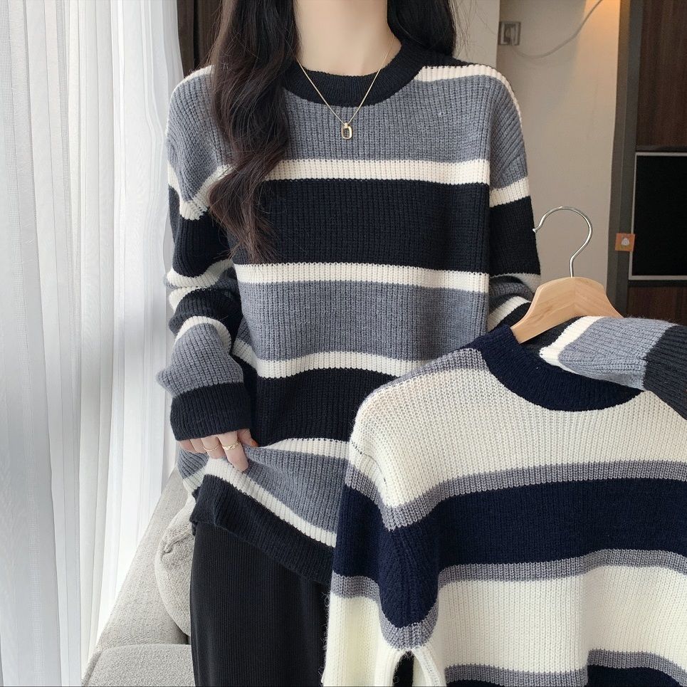 Damen Pullover Farbenfrohes Streifenmuster Eveloria - Eveloria