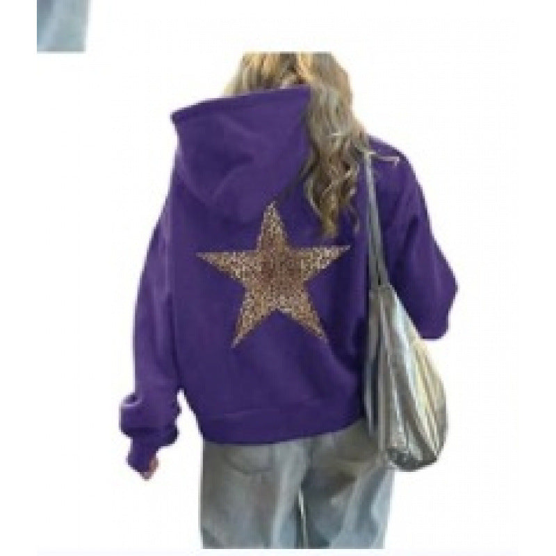 Damen Kapuzenpullover Glitzerndes Sternmotiv Eveloria