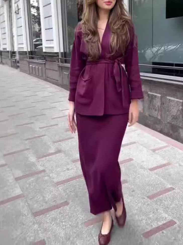 Damen Bleistiftkleid mit Blazerjacke und Taschen Eveloria