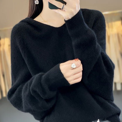 Damen Pullover V-Ausschnitt Weich Eveloria