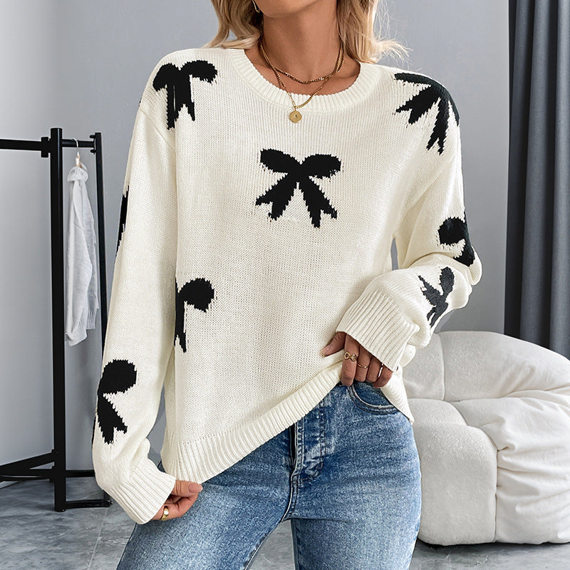 Damen Pullover Gestrickt Schleifenmuster Eveloria - Eveloria