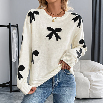 Damen Pullover Gestrickt Schleifenmuster Eveloria - Eveloria