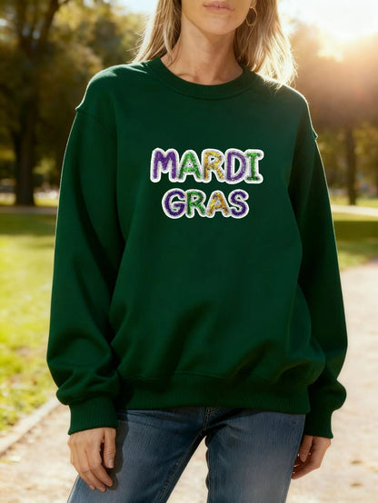 Damen Sweatshirt Mardi Gras Schriftzug Eveloria