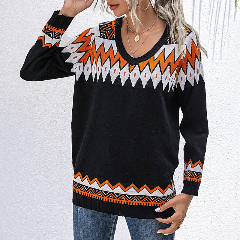 Damen Strickpullover Asymmetrischer Ausschnitt Kunststoffmuster