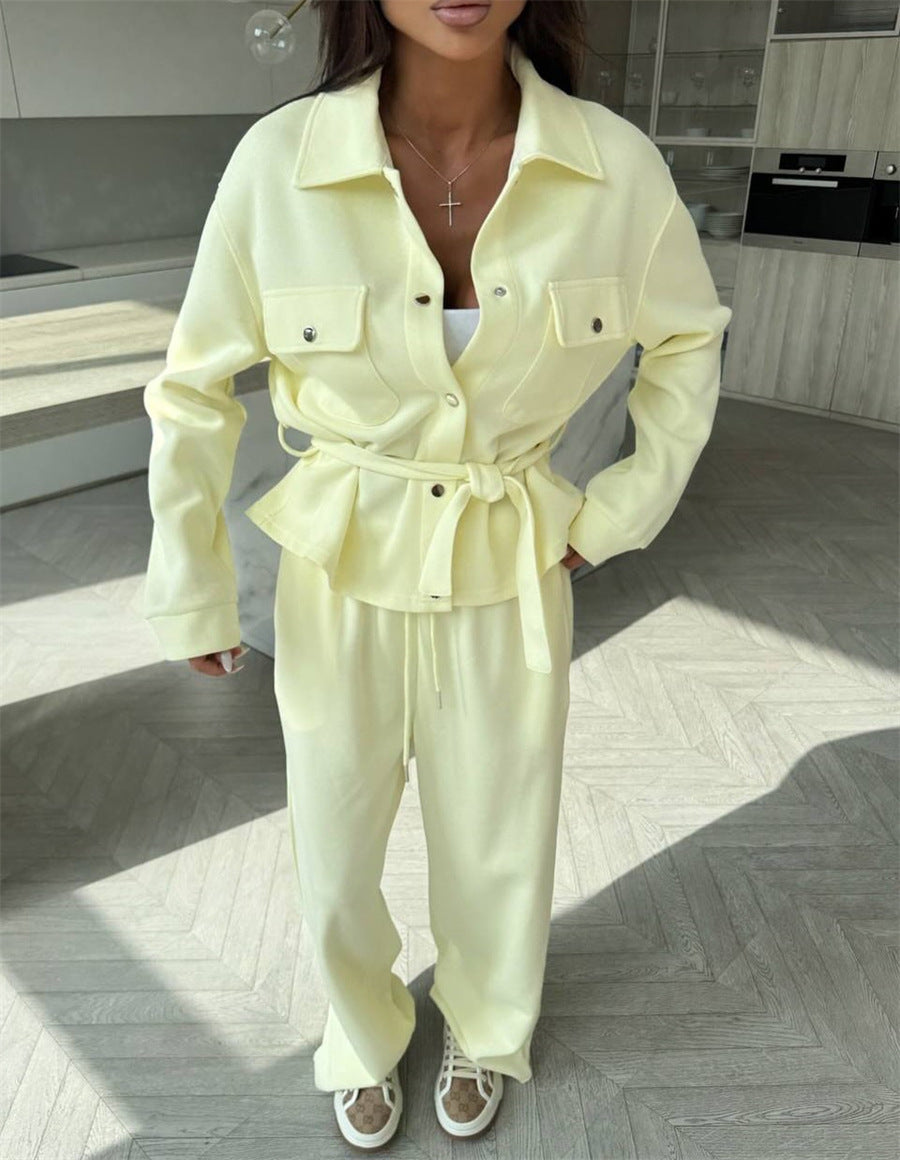 Damen Zweiteiler-Set mit Knöpfjacke und Hose