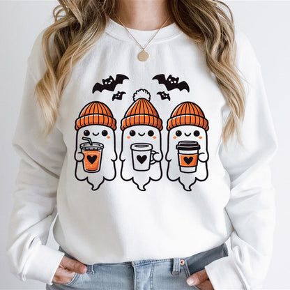 Damen Sweatshirt Gespenster-Design Baumwolle Gemütlich Grau