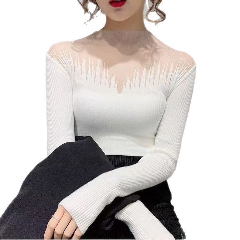 Damen Pullover Transparente Akzente Eveloria