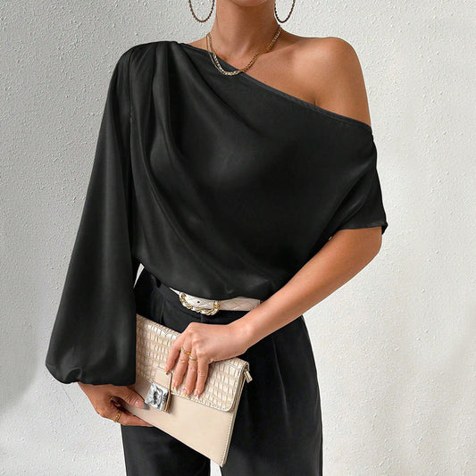 Damen Asymmetrisches Puffärmel Elegantes Design - Eveloria
