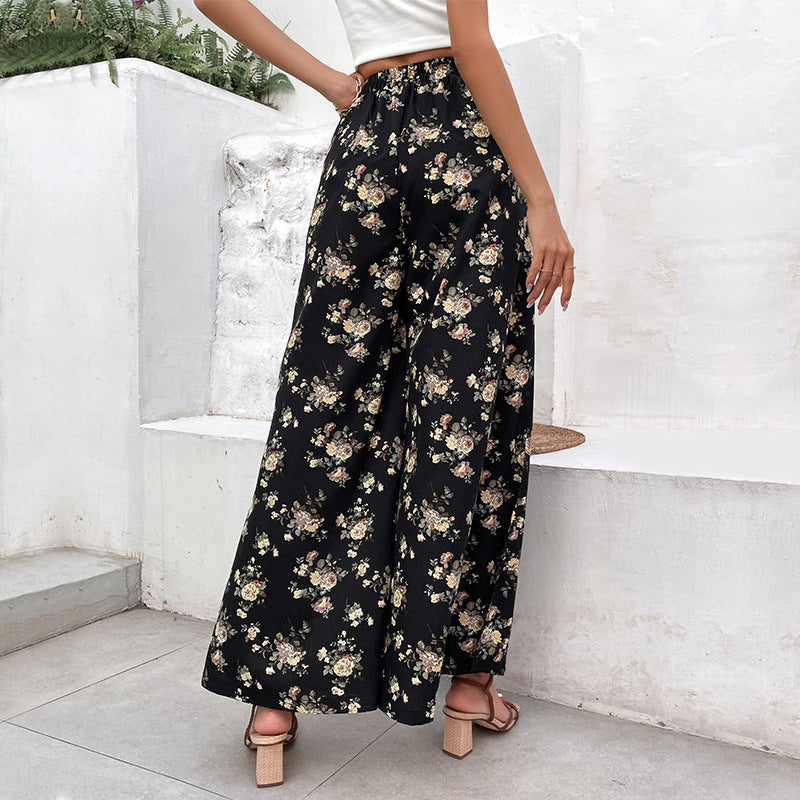 Damen Palazzo-Hose Floralmuster Seitenschlitze Eveloria