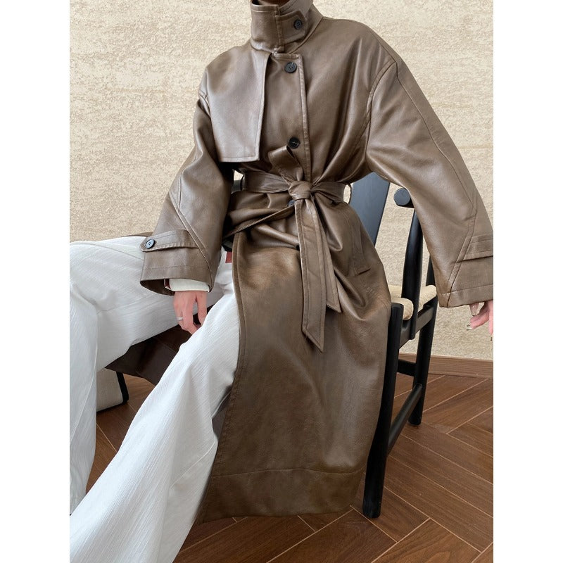 Damen Trenchcoat mit Gürtel und Kragen Eveloria