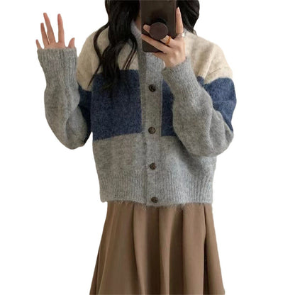 Damen Grobstrickjacke Knöpfe Trendfarben Eveloria