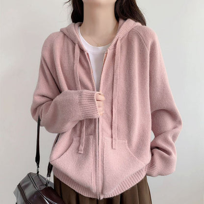 Damen Oversized Kapuzenjacke Kurz Schnitt Praktische Taschen