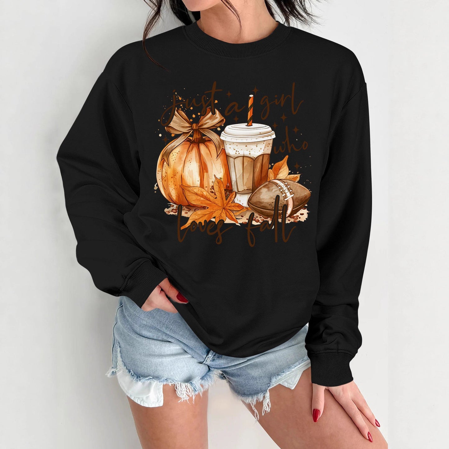Damen Sweatshirt Herbstmotiv Baumwolle Inspirierender Druck Beige