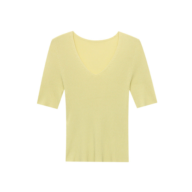 Damen Pullover V-Ausschnitt Rippstrick Fein Eveloria