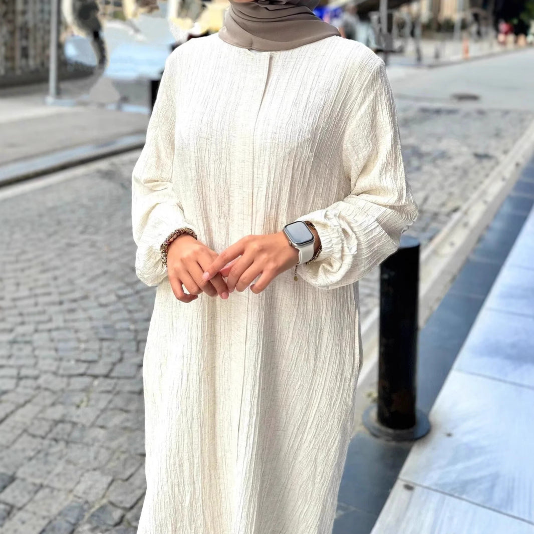 Damen Langarmkleid Rüschensaum Struktur Eveloria