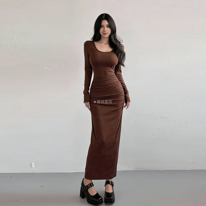 Damen Langarmkleid Eveloria Elegant Figurbetont
