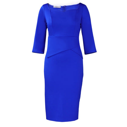 Damen Bodycon-Kleid Asymmetrischer Saum 3/4 Ärmel Eveloria