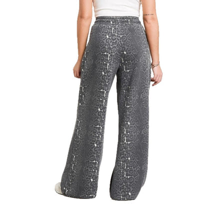 Damen Hoodie Jogginghose Set Baumwolle Bequem Grau