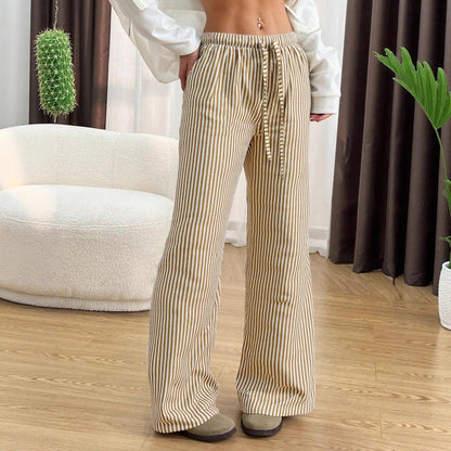 Damen Hohe Bundhose Streifen Design Eveloria