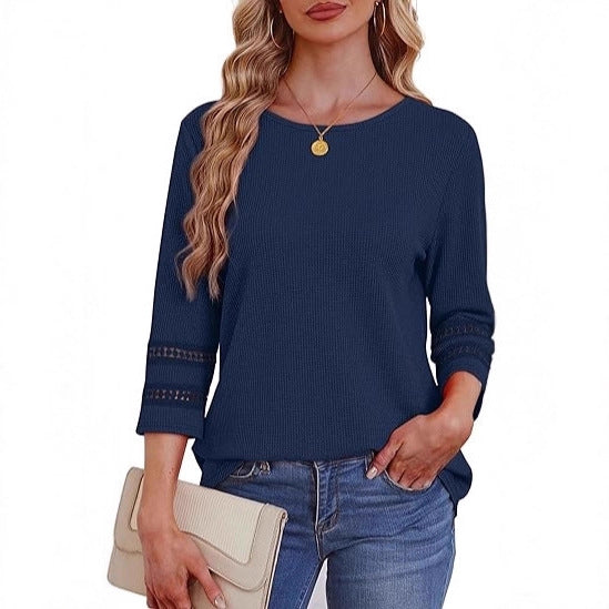 Damen Longsleeve-Oberteil Spitzen-Details Eveloria