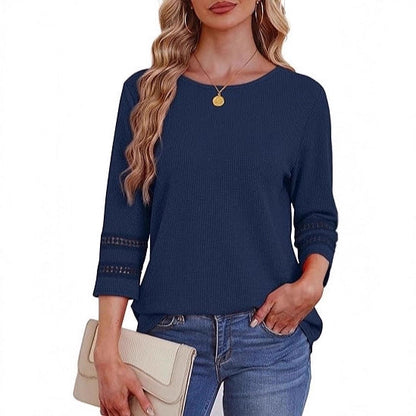 Damen Longsleeve-Oberteil Spitzen-Details Eveloria