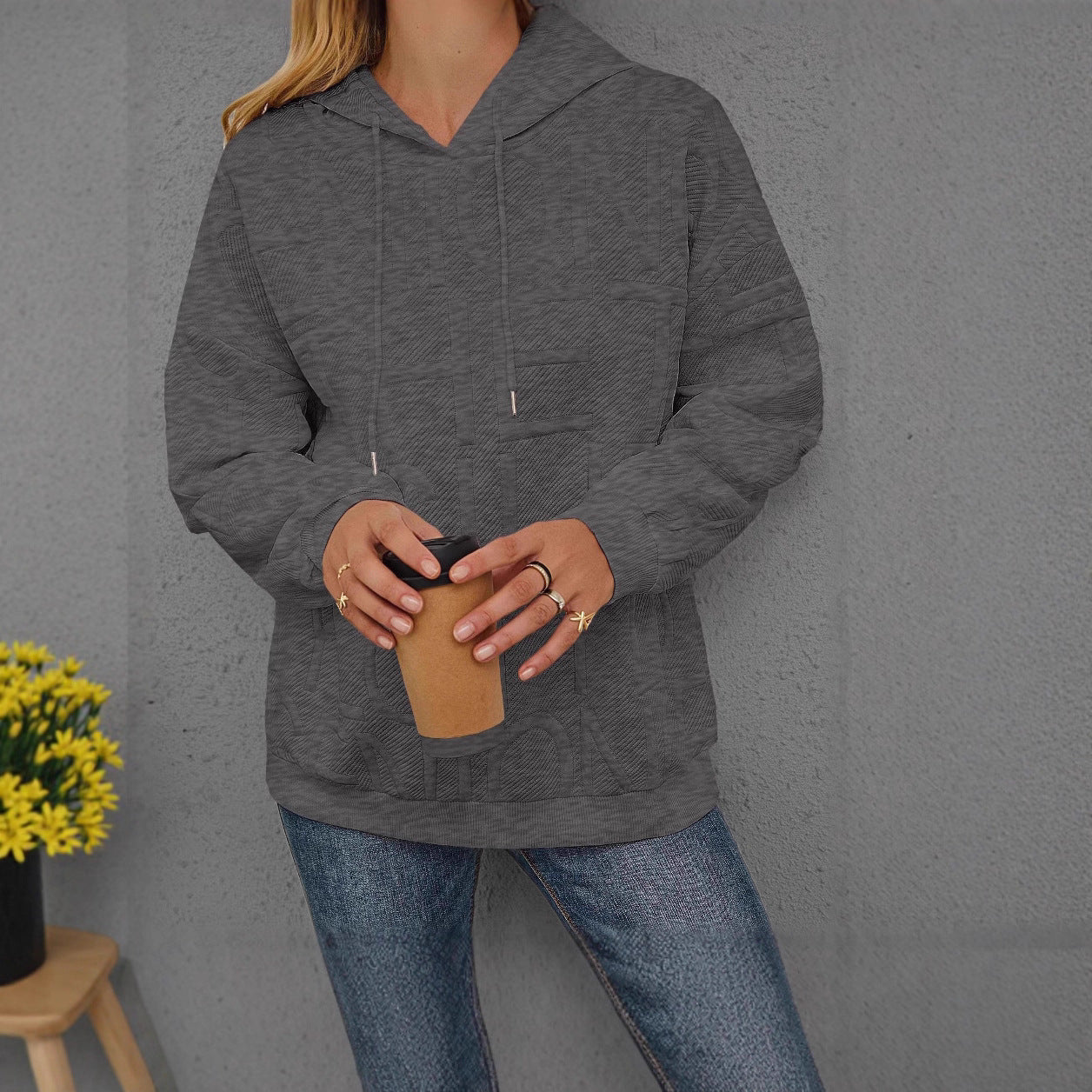 Damen Oversize Kapuzenpullover Strukturiertes Design Eveloria - Eveloria