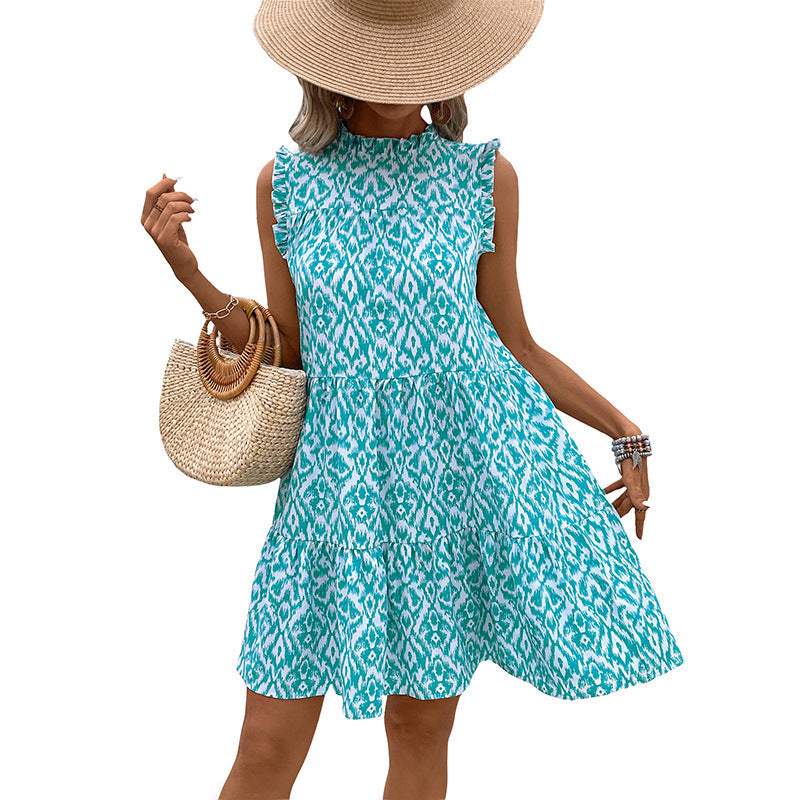 Damen Sommerkleid Wickelkleid mit Rüschendetails und Blumendruck