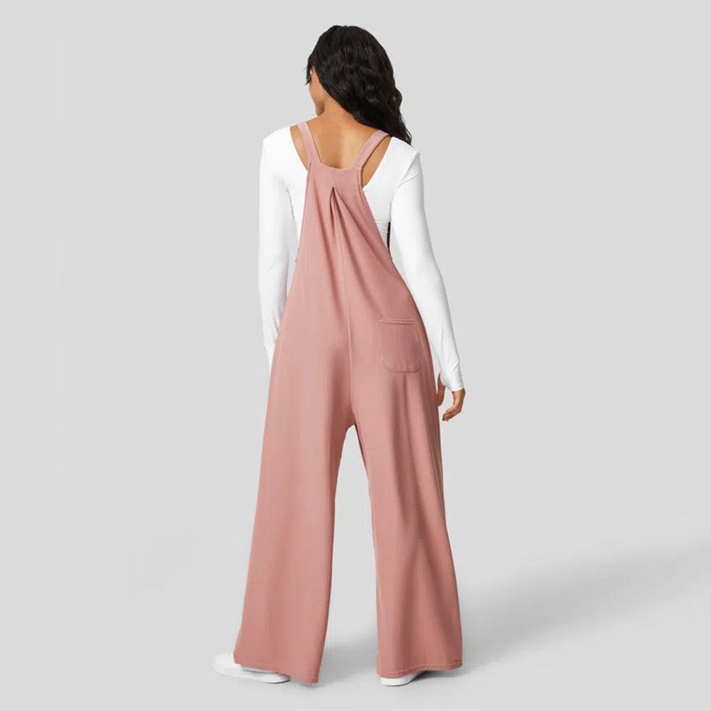 Damen Jumpsuit Weites Bein Elegantes Knopf-Design Eveloria