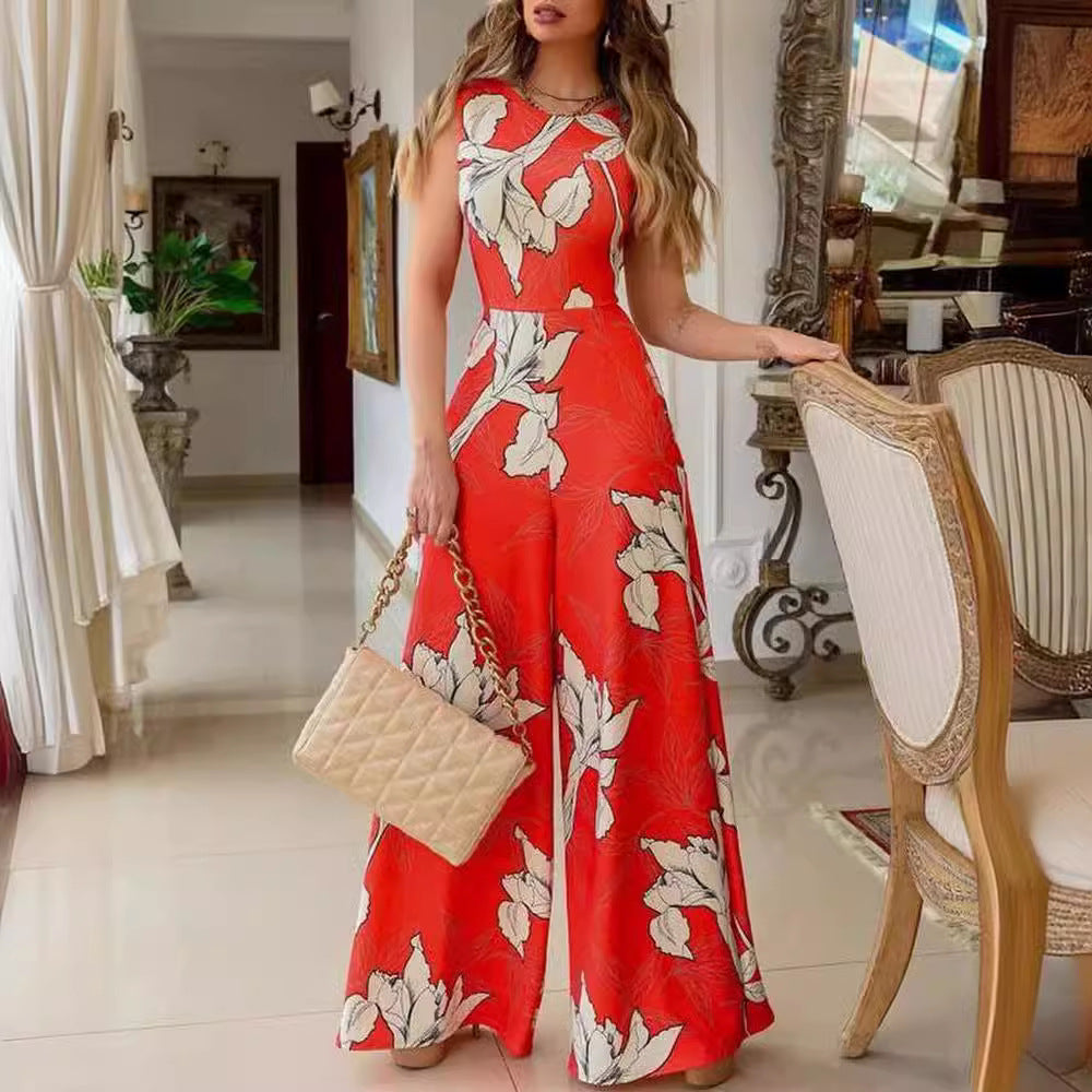 Damen Maxikleid Floralmuster Taillengürtel