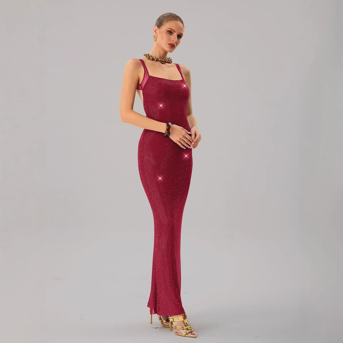 Damen Abendkleid mit Pailletten Tailliert Eveloria