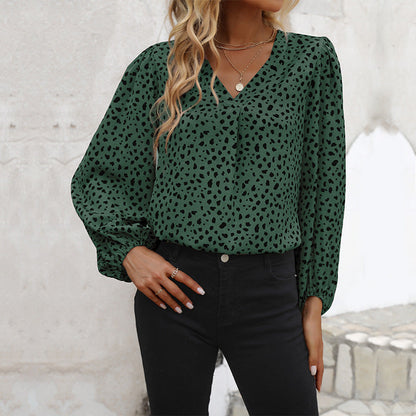 Damen Bluse Puffärmel Grafisches Muster