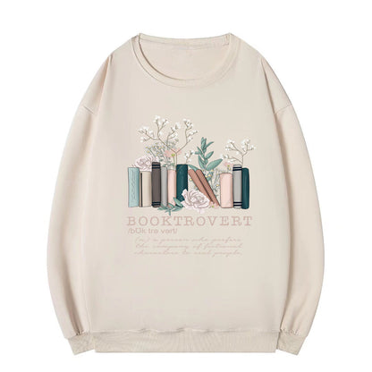 Damen Sweatshirt Bücherdesign Grau Eveloria