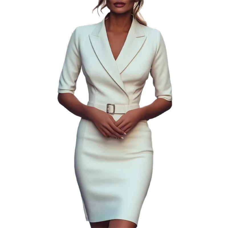 Damen Business-Kleid Figurbetonter Schnitt Mit Gürtel Eveloria