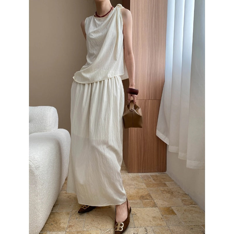 Damen Maxikleid Asymmetrischer Saum Fließend Eveloria - Eveloria