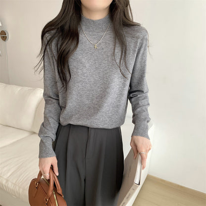 Damen Feinstrickpullover Stehkragen Lässig Eveloria