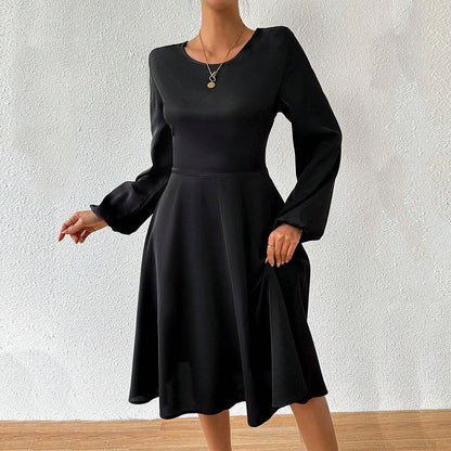 Damen A-Linien Kleid Rundhalsausschnitt Weite Ärmel Eveloria