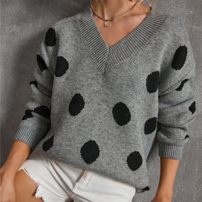 Damen Pullover V-Ausschnitt Grafikdesign Eveloria